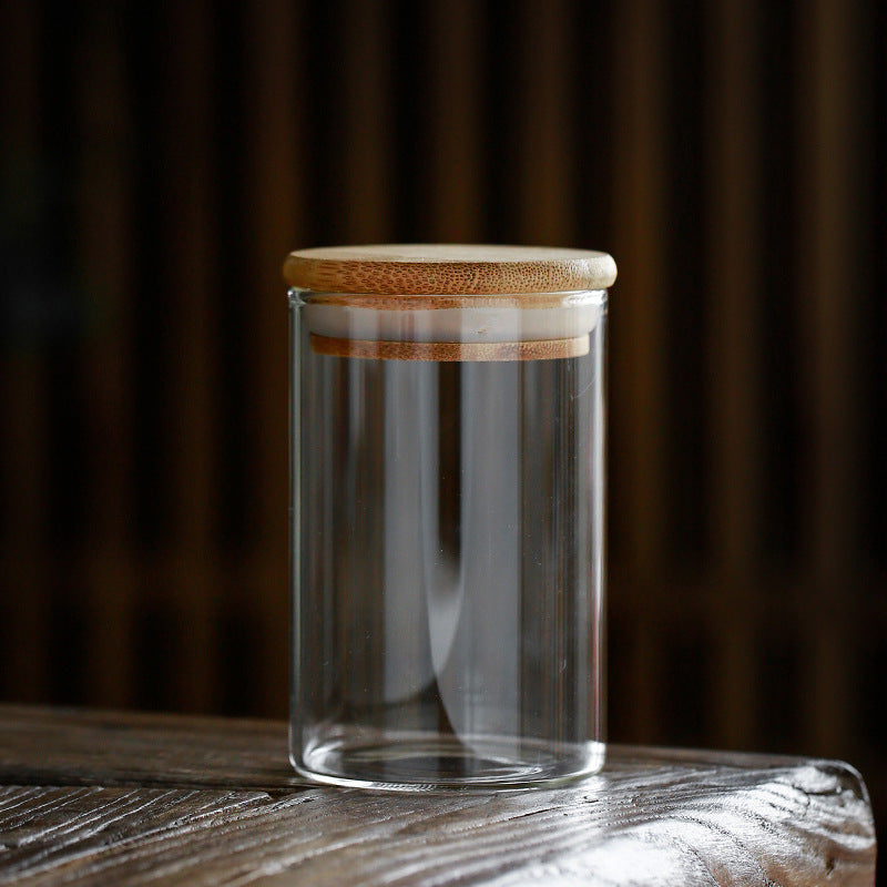 Clear Glass Tea Jar with White FLowers