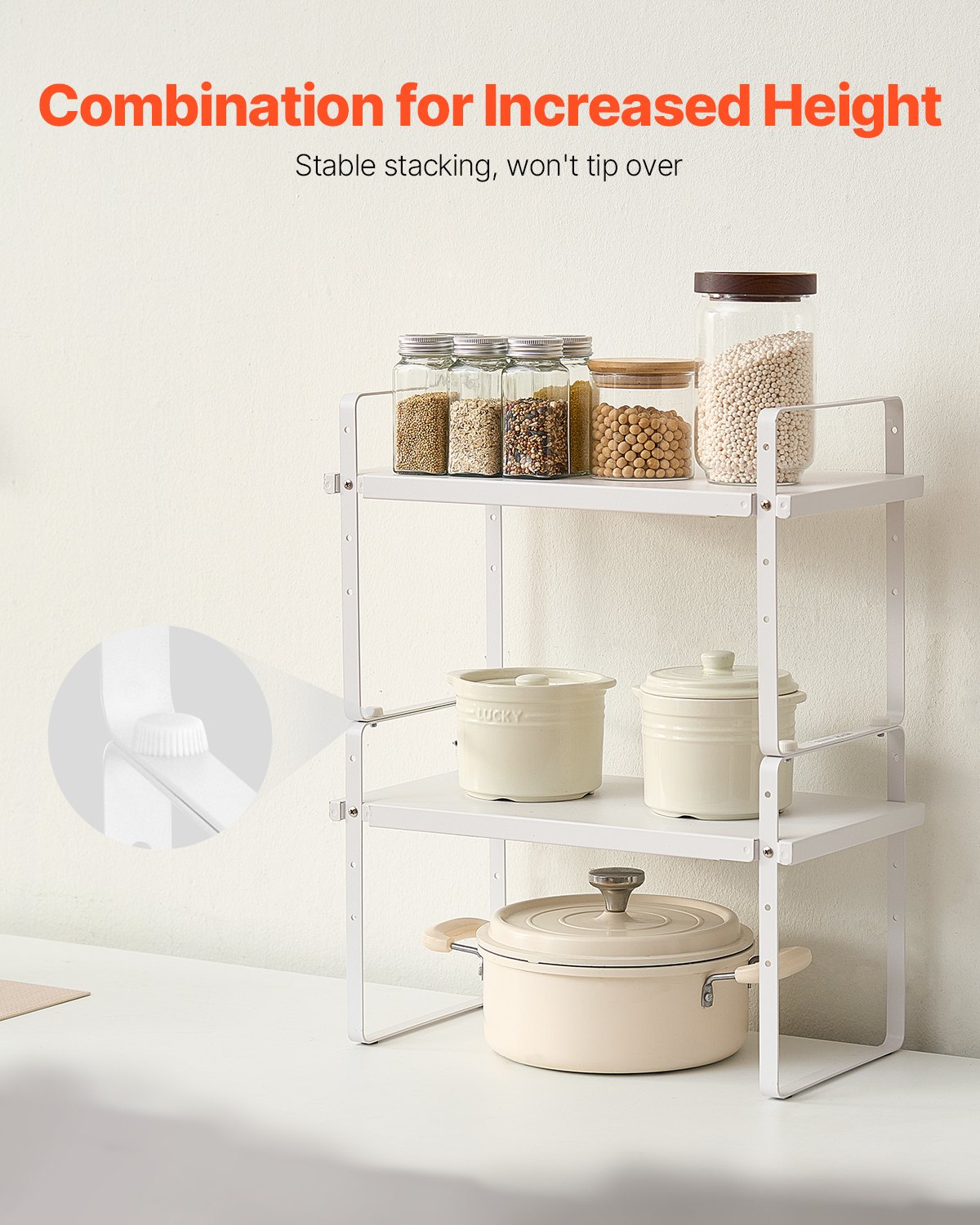 2 Tier Stainless Steel Adjustable Countertop or Cabinet Organizer Shelf