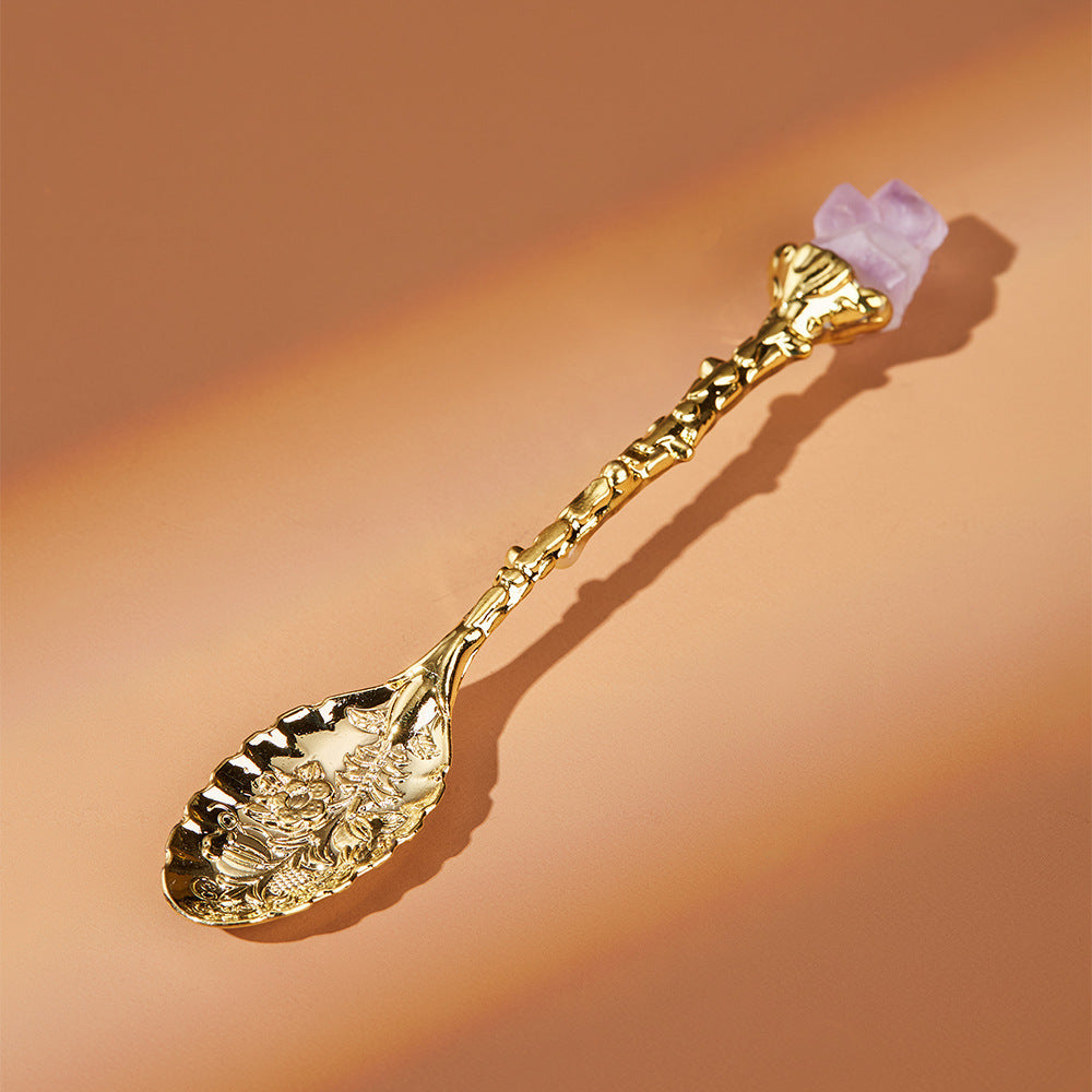 Embossed Crystal Gemstone Dessert Spoon