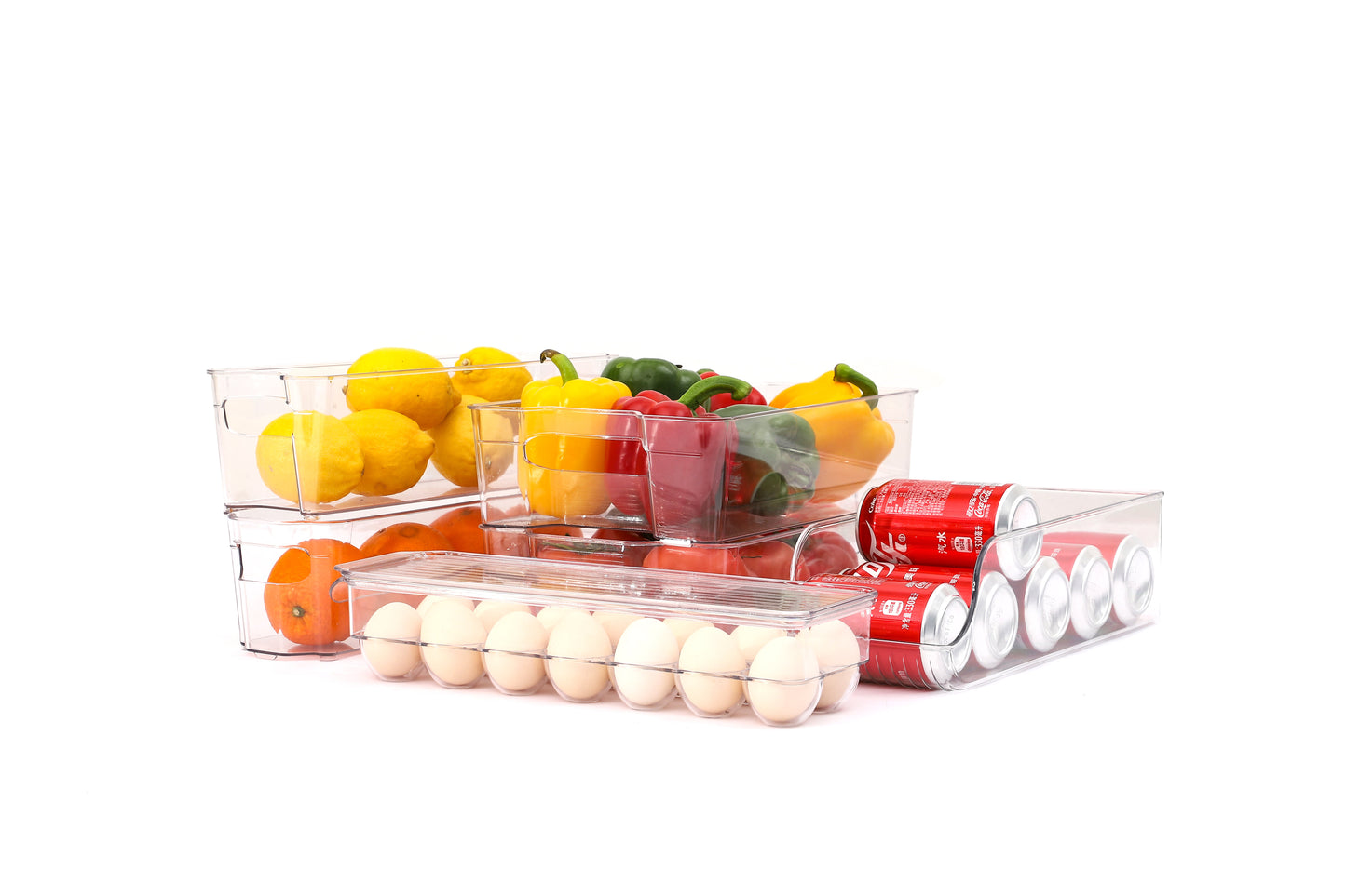 6PC Clear Stackable Refrigerator Bins