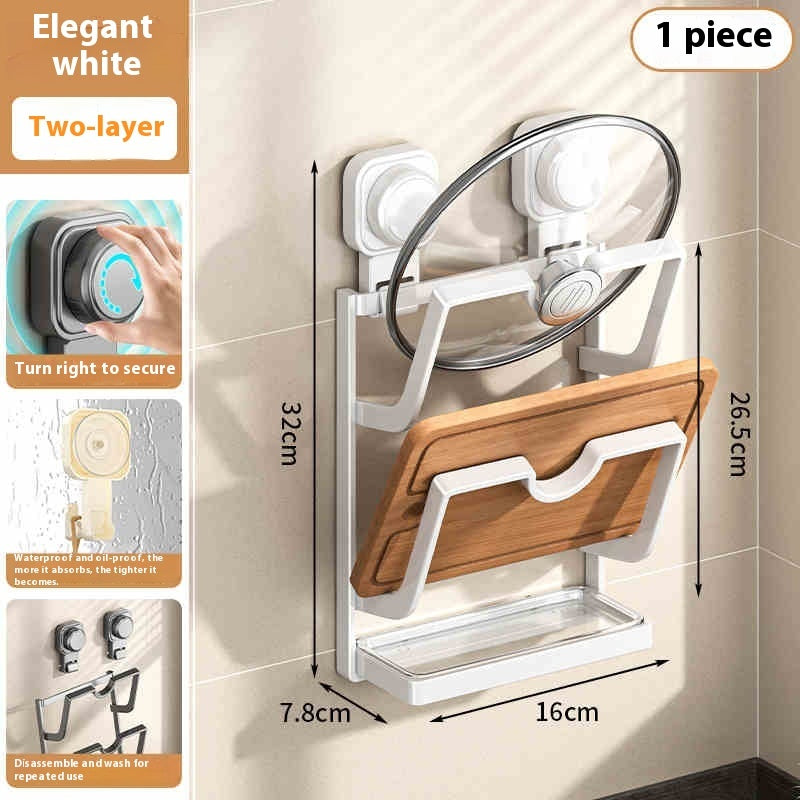 Wall Mount, Cabinet Door Mount Pot Lid Rack: Suction Cup Mount