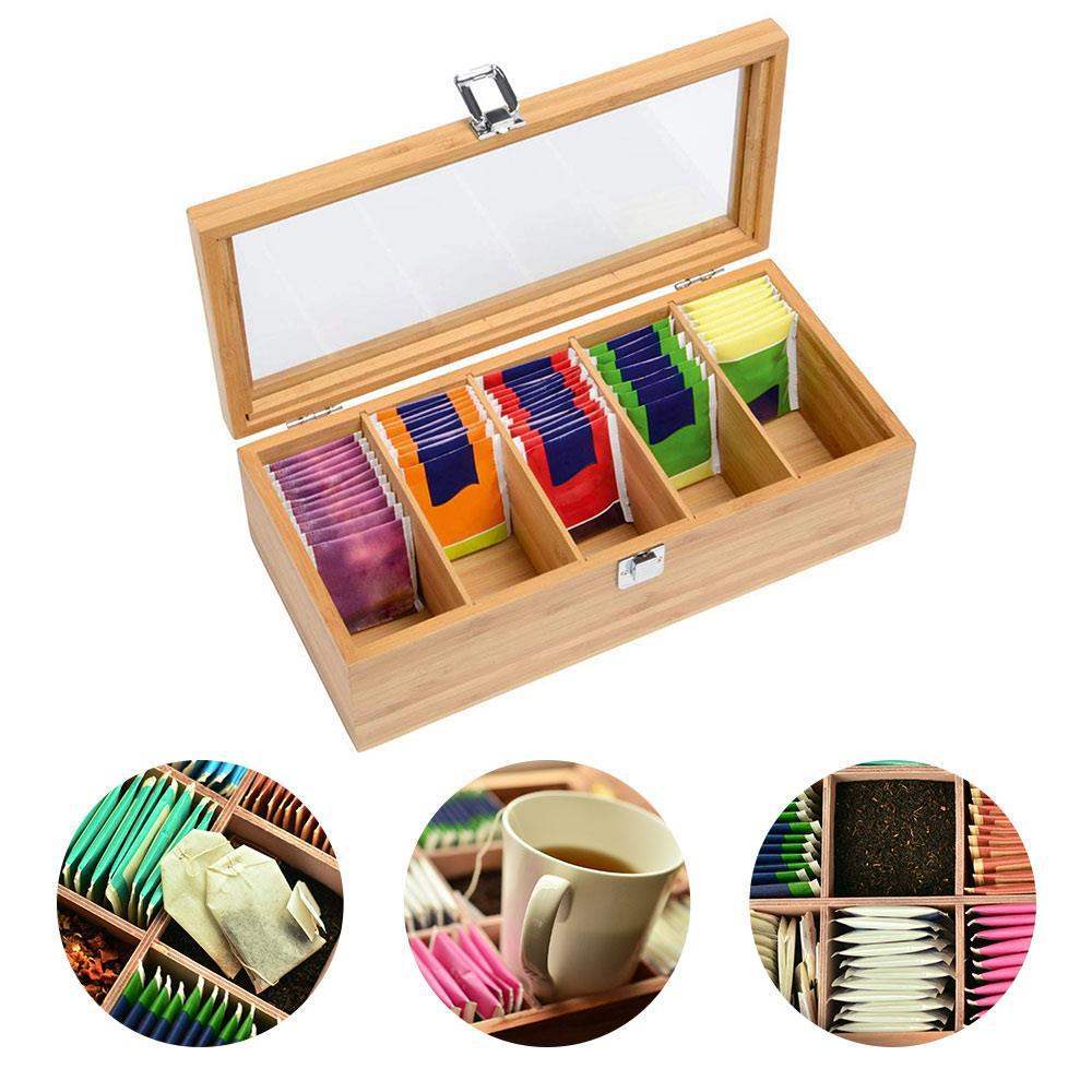 Bamboo Tea Organizer Box