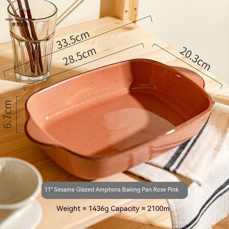 Earth Toned Porcelain Double Ear Baking Dishes