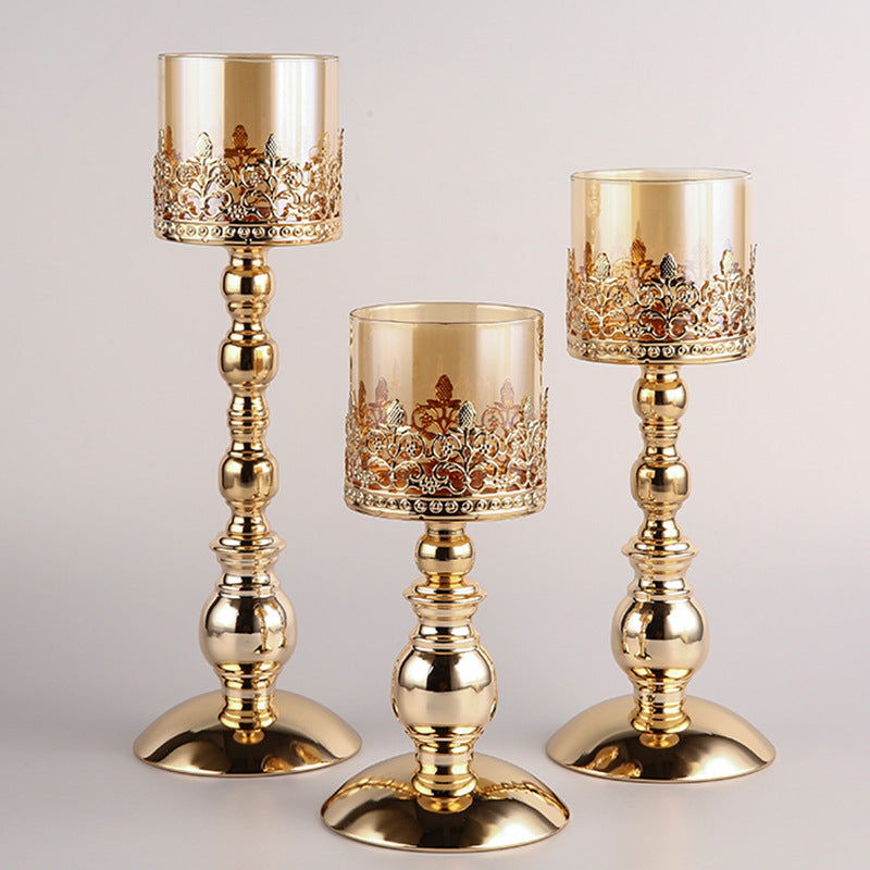 Candle Holder-Crystal Glass & Metal