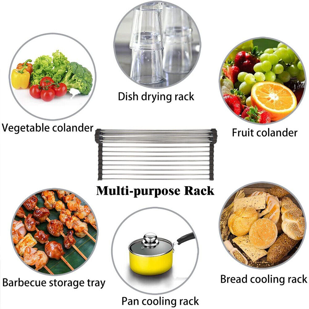 Metal Over-Sink Roll-up Utility Rack