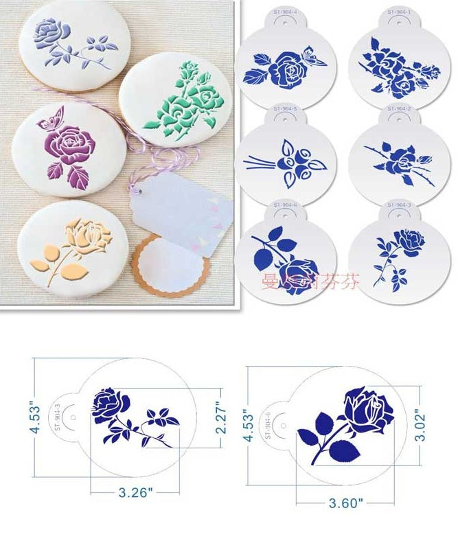 6PC Rose Coffee & Dessert Template Set