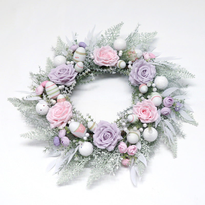 Easter Eggs & Roses Silk Wreath