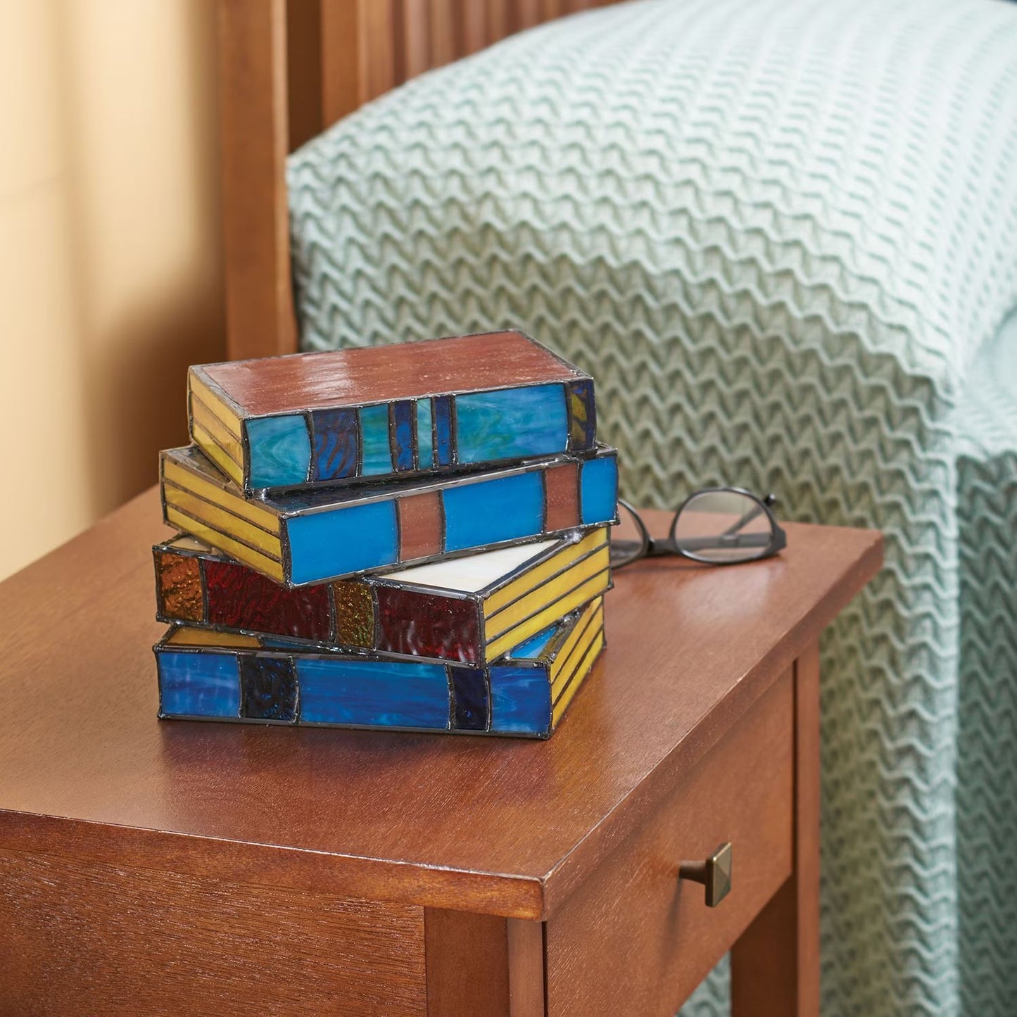 Lamp: Stained Glass Stack of Books Tabletop Lamp