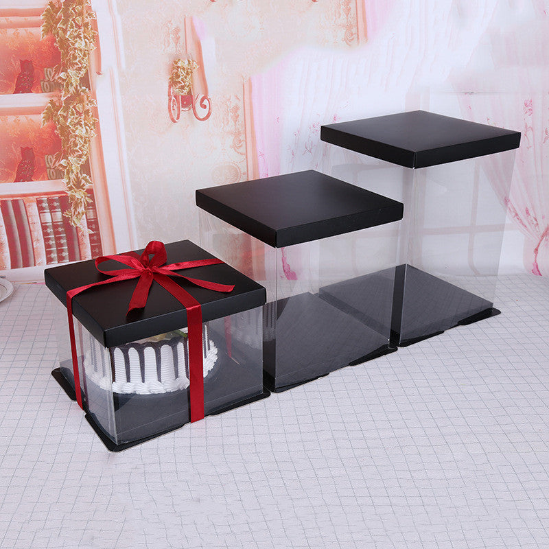 1PC Elegant Cake Box with Black Lid and Base