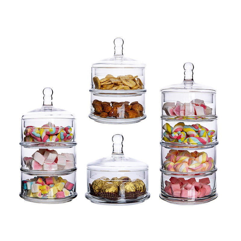 Stacking Glass Candy Jars with Lid