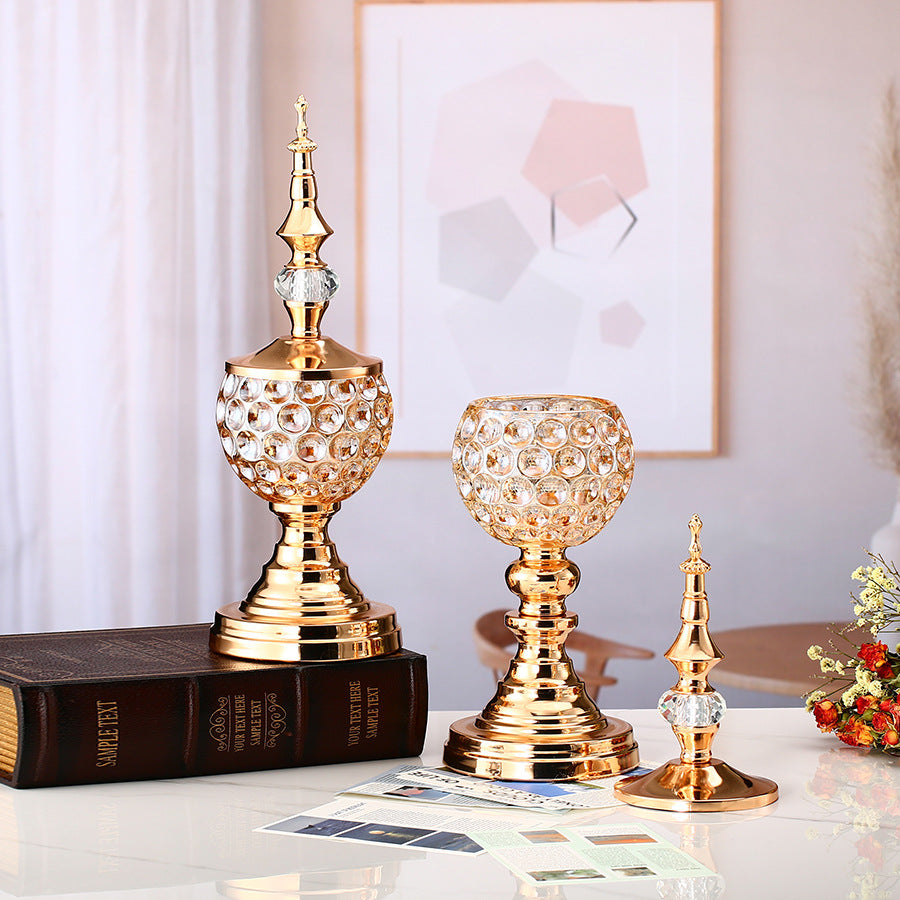 Candle Holder-European Crystal Glass & Metal