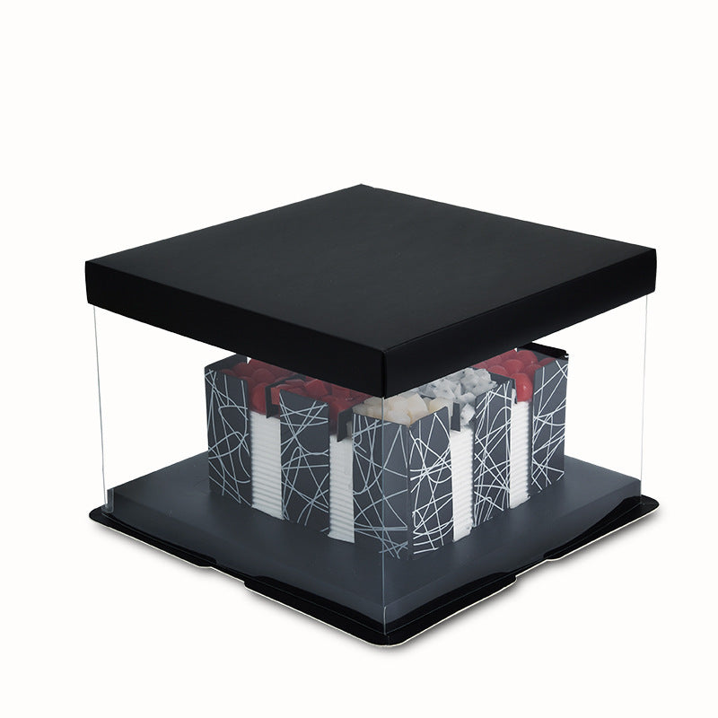 1PC Elegant Cake Box with Black Lid and Base