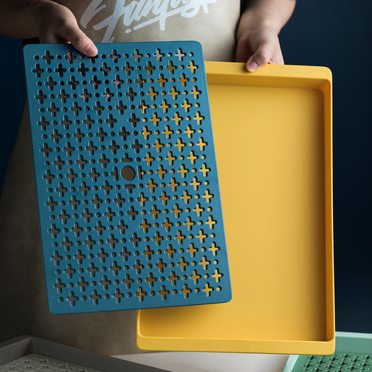 Serving Tea Tray with Drain Mat