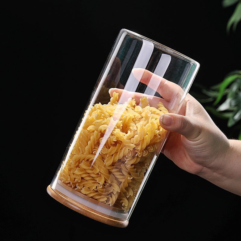 Round High Borosilicate Glass Jar-Bamboo Lid