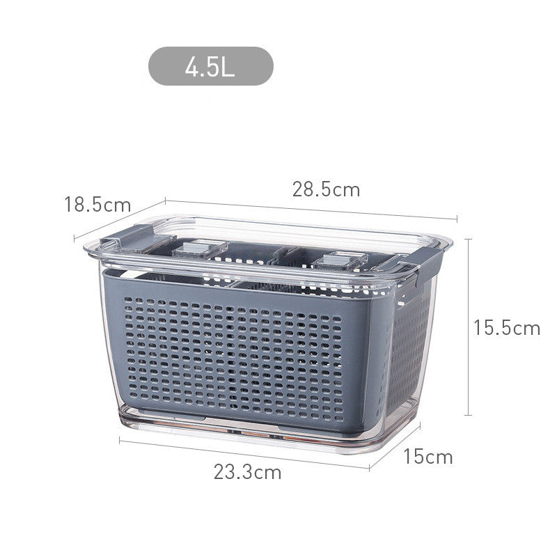 Grey Colander-Crisper w Partition-Various Sizes