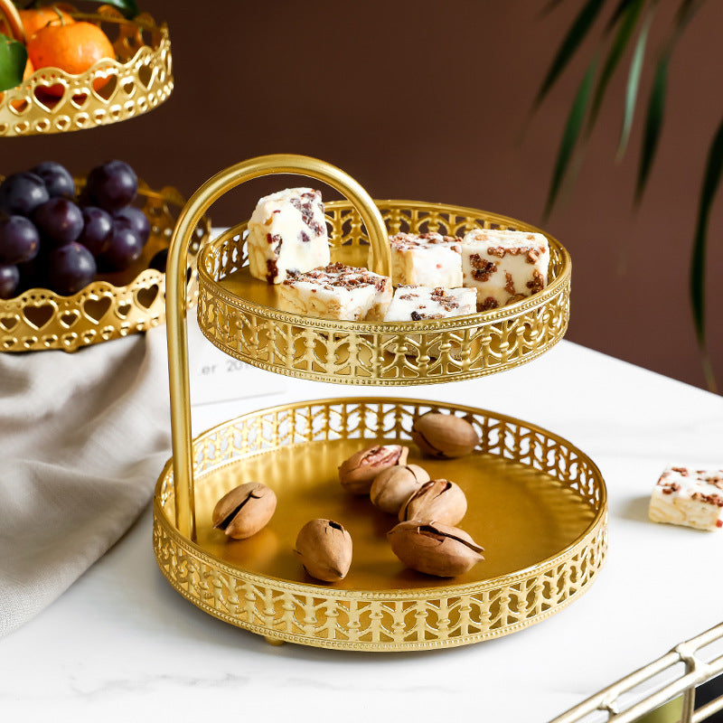 2-Tier Gold Fruit-Pastry-Dessert Tray