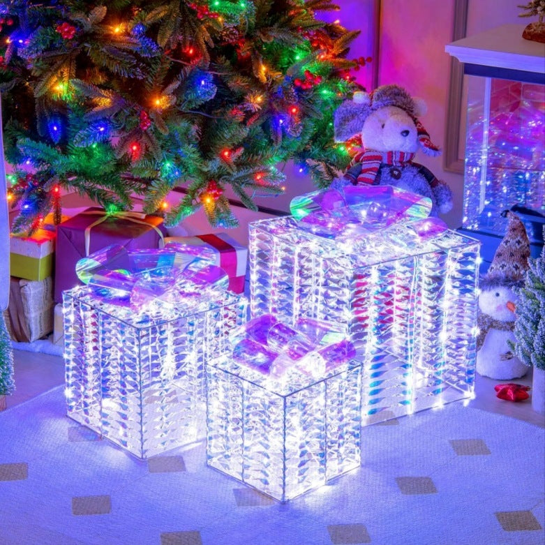 Christmas Decor: 3PC Lighted Gift Box