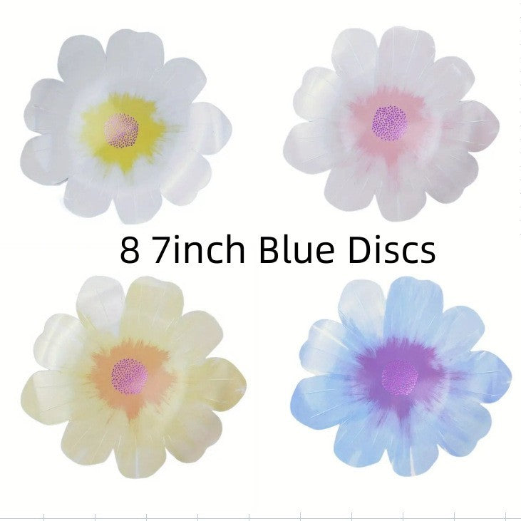 8PC Paper Flowers Dessert Doily Plates