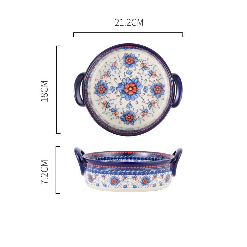 Pastoral French Underglazed Porcelain Ceramic Baking Dishes