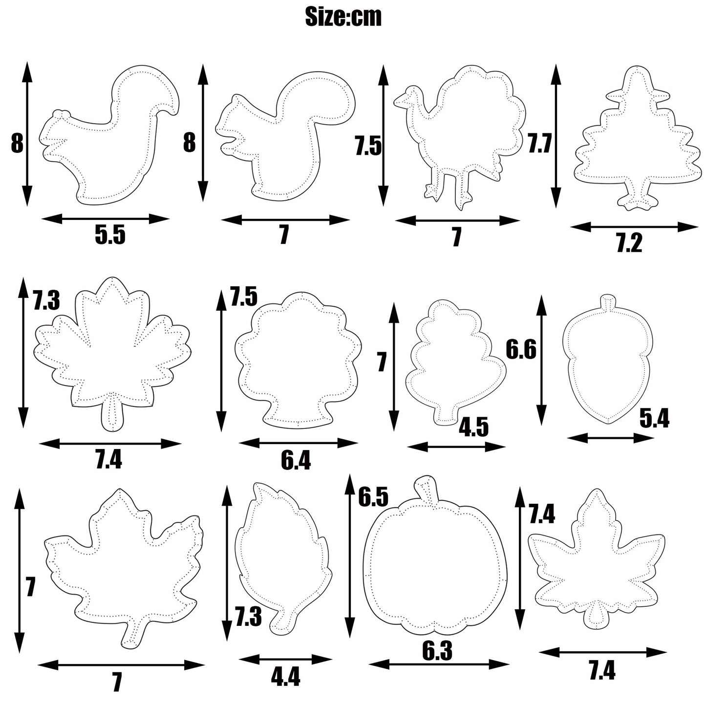 12PC Autumn Cookie Cutter Set