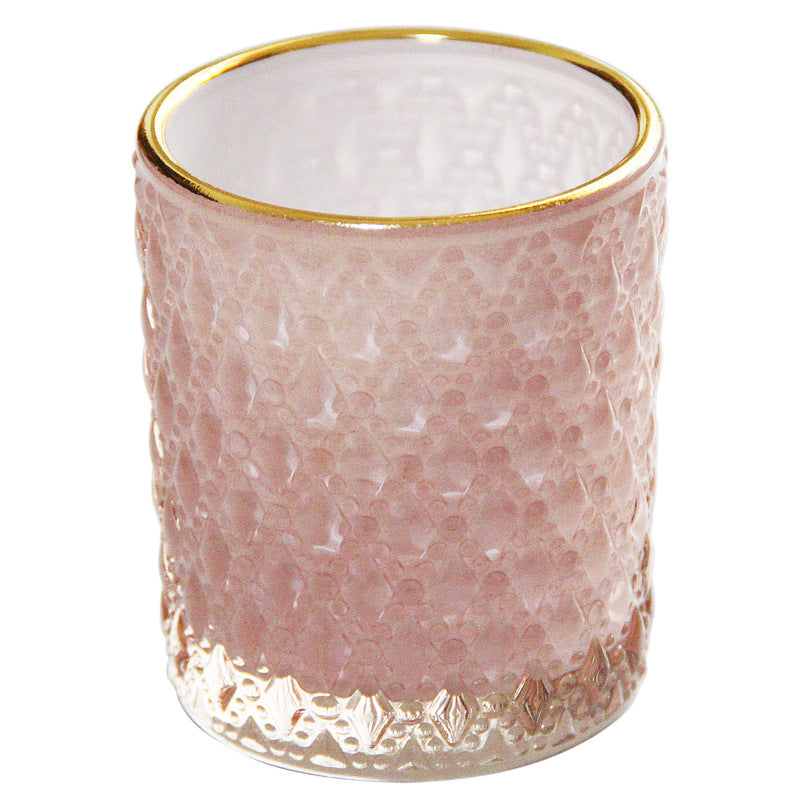 Small Textured Colored Glass Tealight Candle Jar