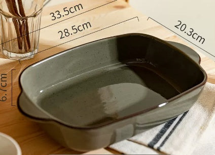 Earth Toned Porcelain Double Ear Baking Dishes