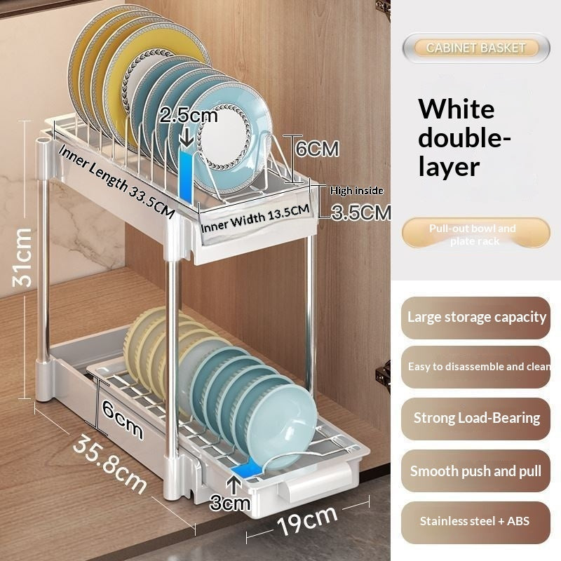 Kitchen Cabinet Built-in Pull-Out Dish Rack Drawer