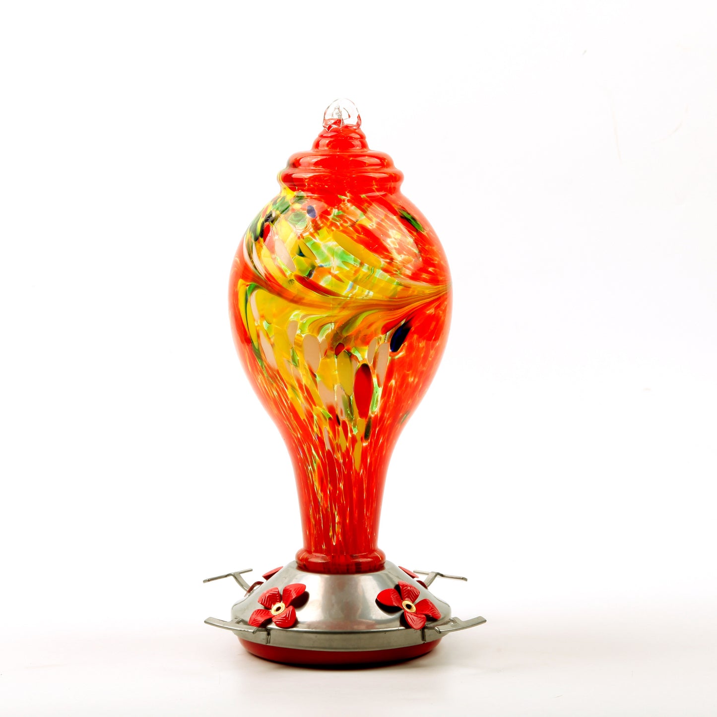 Vibrant Glass Hummingbird Feeder