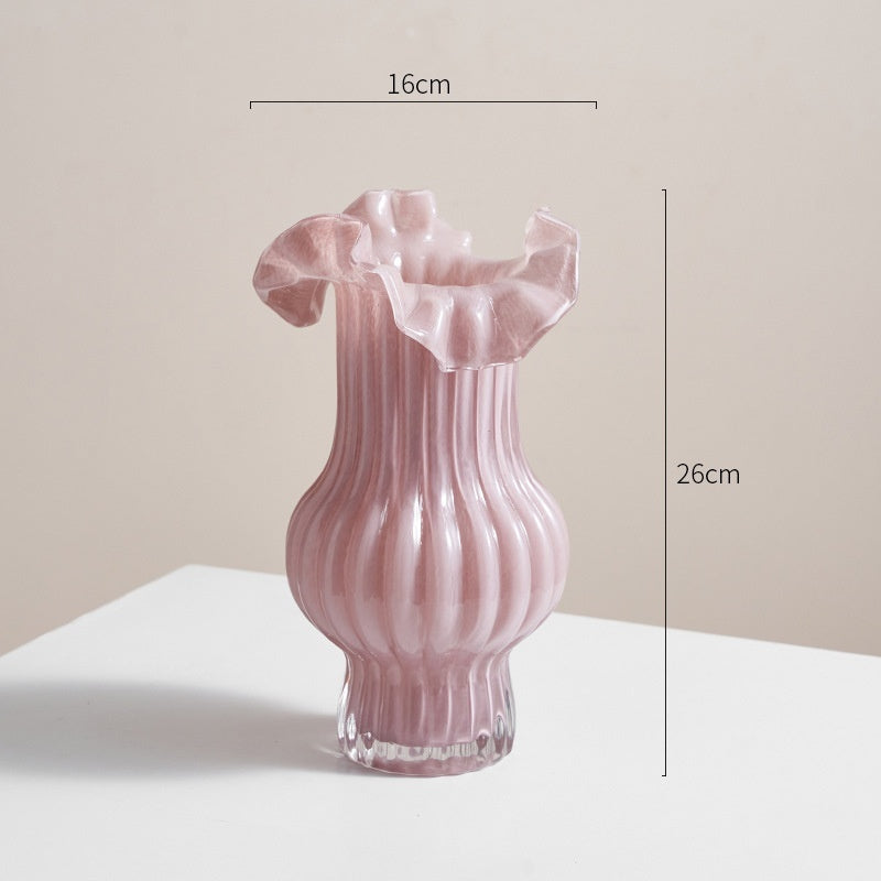 Vase-Glass with Fluted Top- Various Colors and Sizes