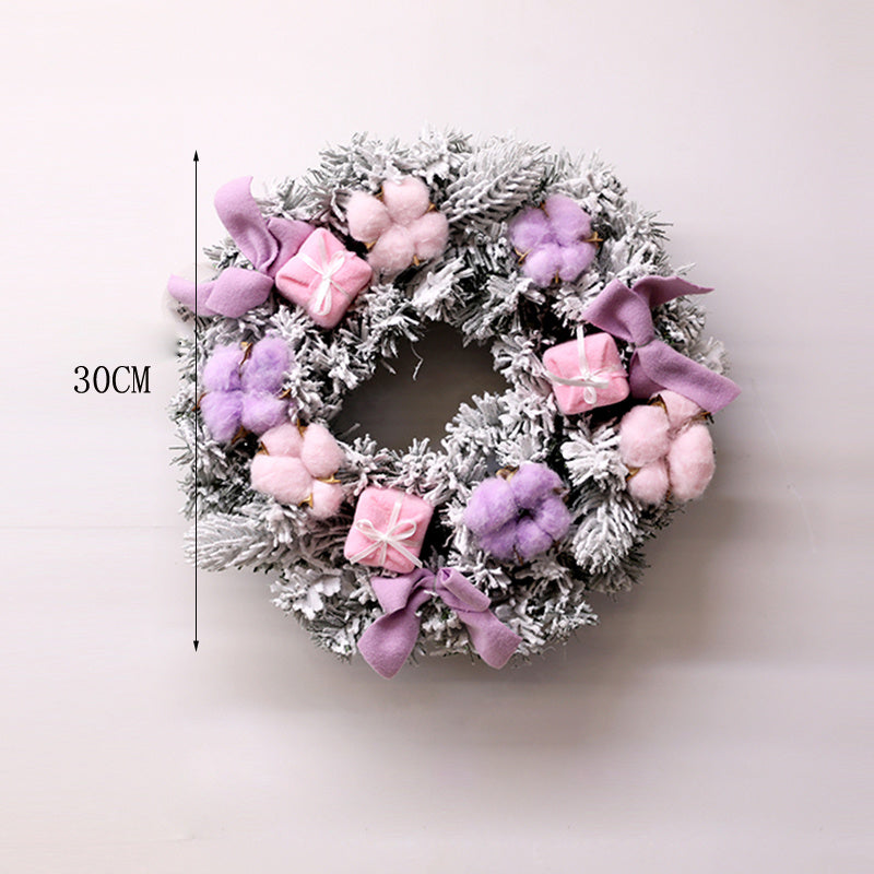 Pink & Snow Frosted Green Wreath