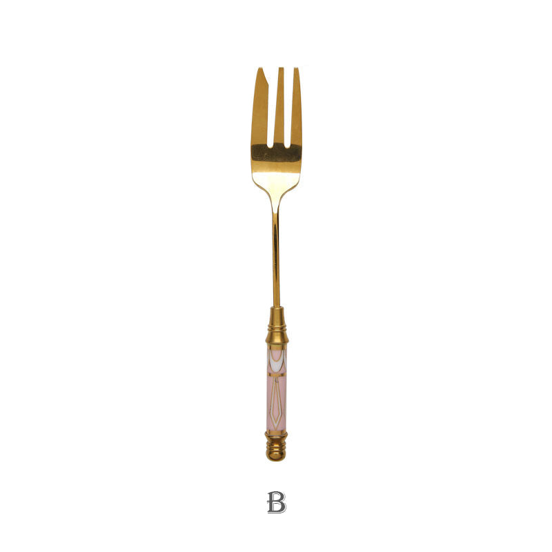 European Retro Stainless Steel Golden Dessert Fork