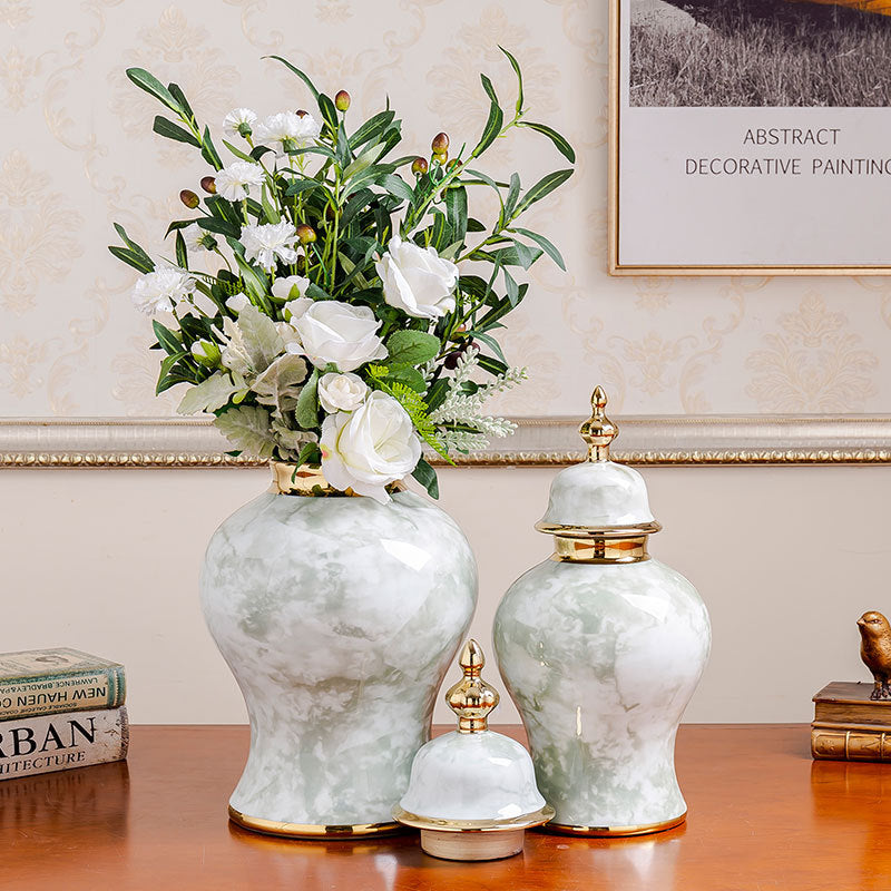 Vase-Classic Ginger Jar-Marble Finish
