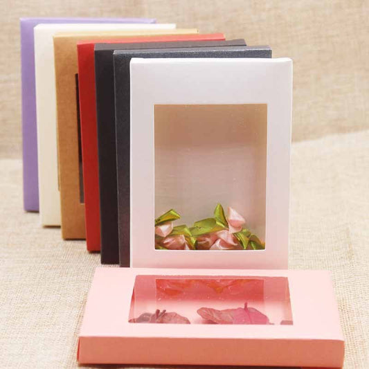 50PCS Colorful Shallow Dessert Boxes with Window