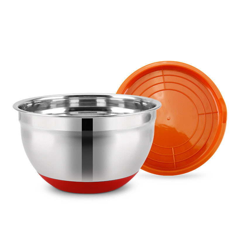 Stainless Steel Mixing Bowl-Color Silicone Base & Lid