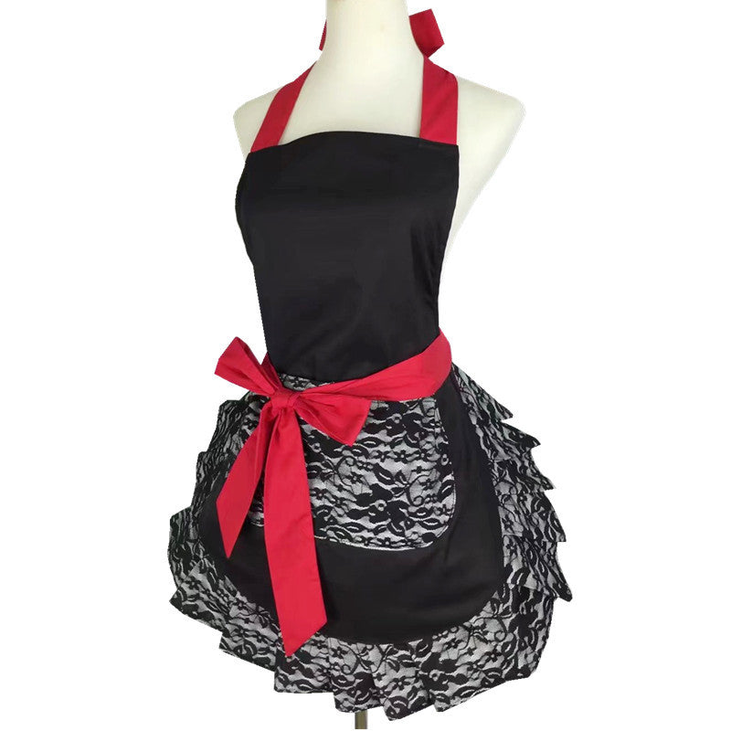 Black Lace Trim Apron