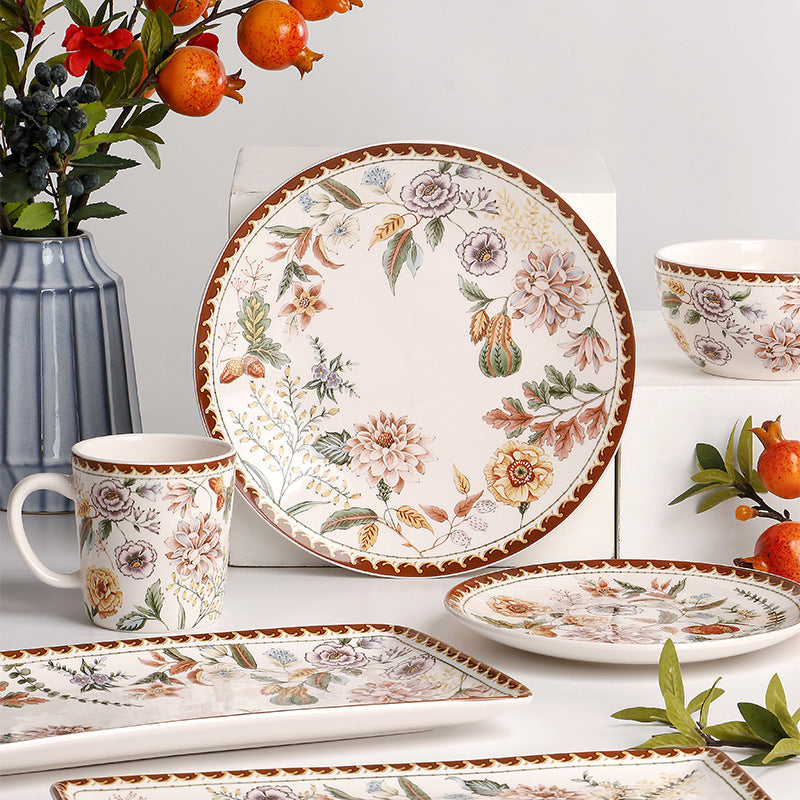 Thanksgiving Tableware: Autumn Flowers Ceramic Dinnerware