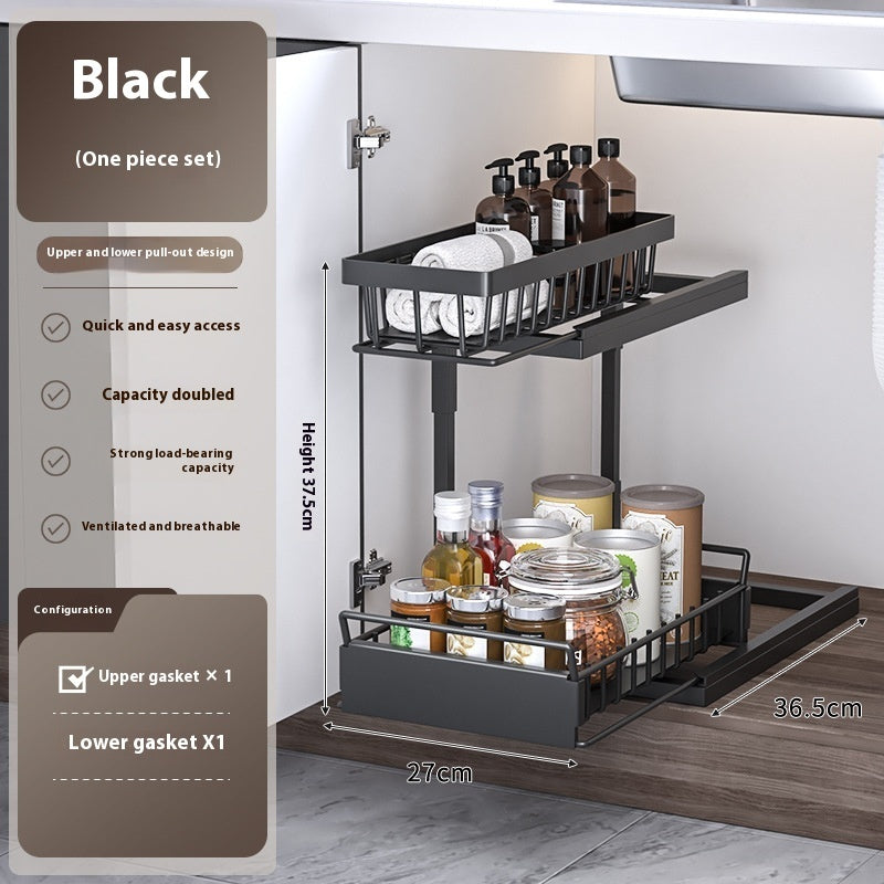 Kitchen Cabinet 2-Tier Pull-Out Organizer Rack