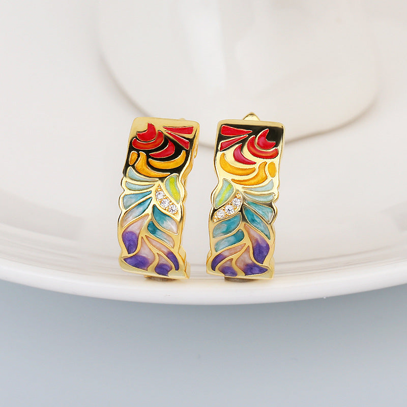 Jewelry: European Cloisonne Enamel Earrings