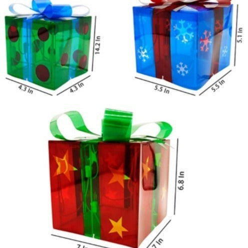 Christmas Decor: 3PC Lighted Gift Box