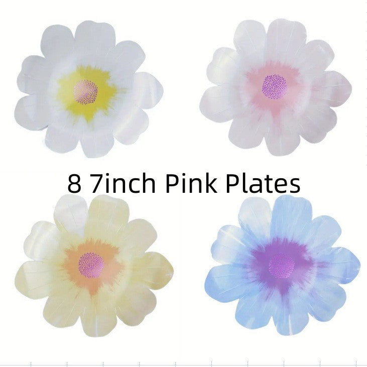 8PC Paper Flowers Dessert Doily Plates