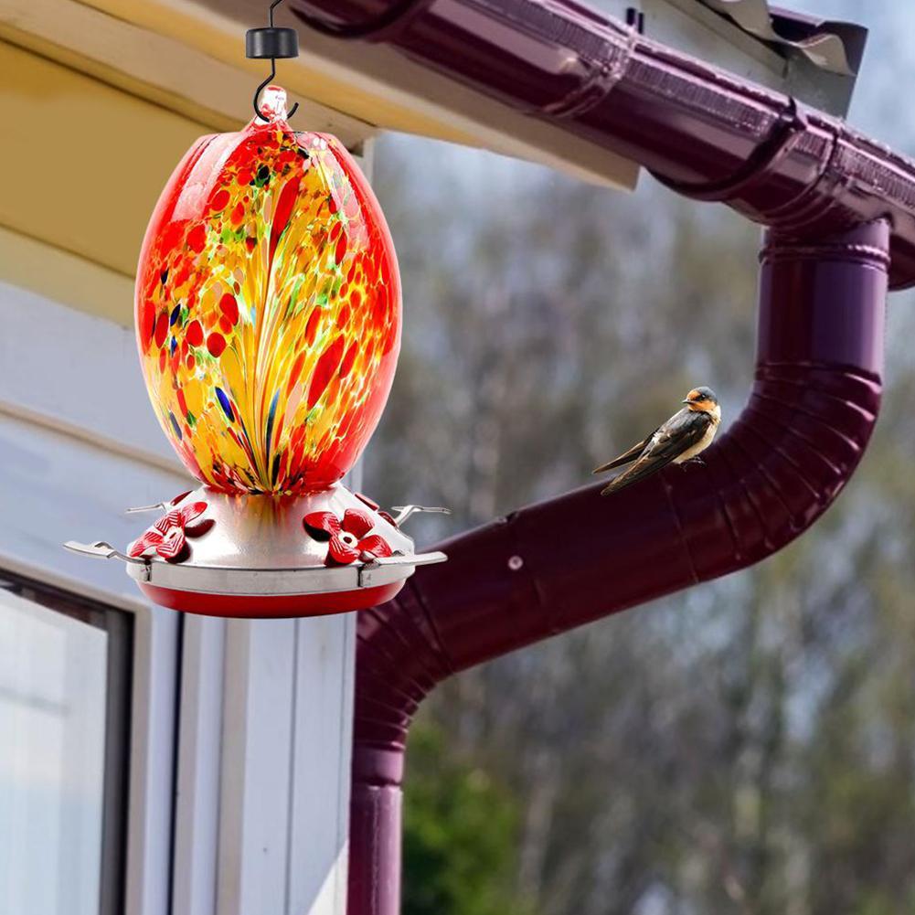 Vibrant Glass Hummingbird Feeder