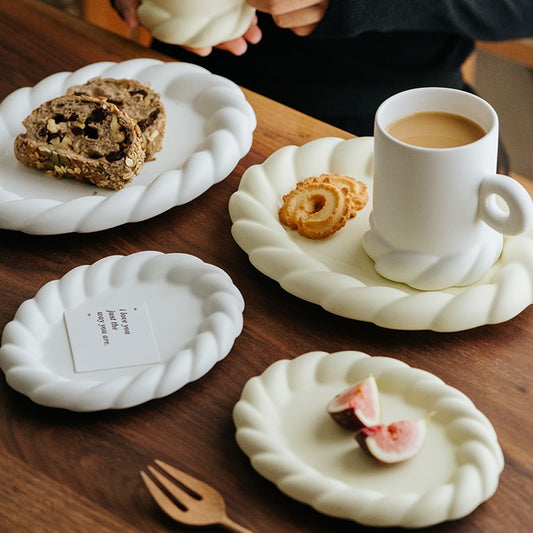 Rope Edge Ceramic Dessert Plate