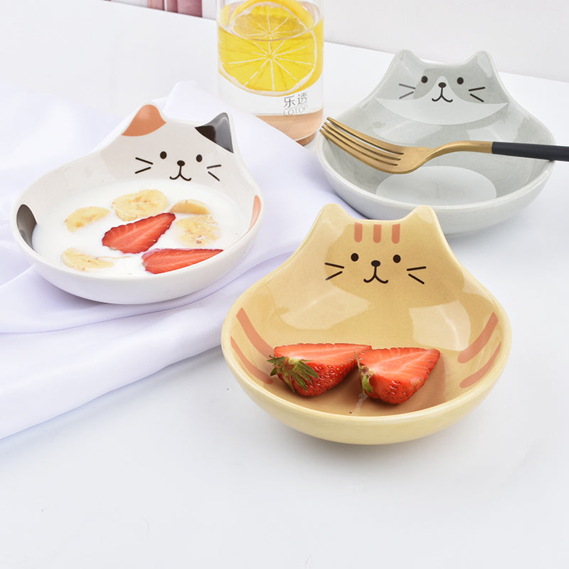 Japanese Cat Face Ceramic Bowl