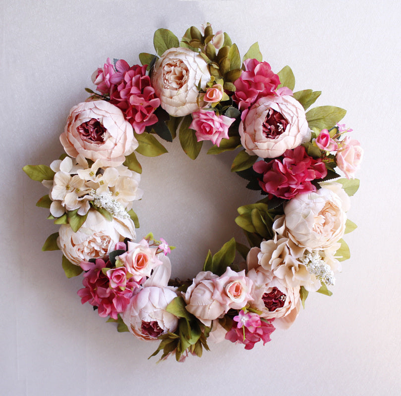 Silk Peony Wreath