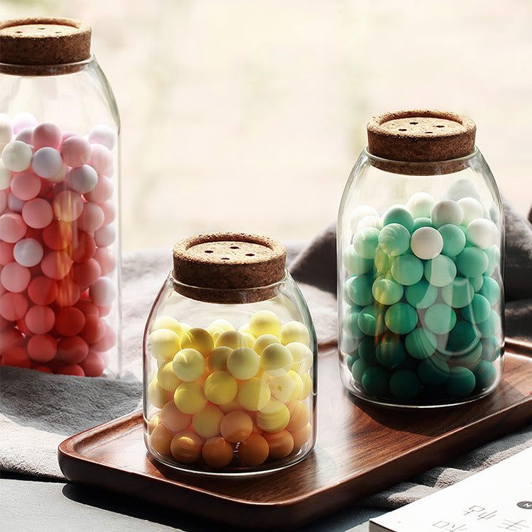 Glass Jar with Stylish Cork Ball Top