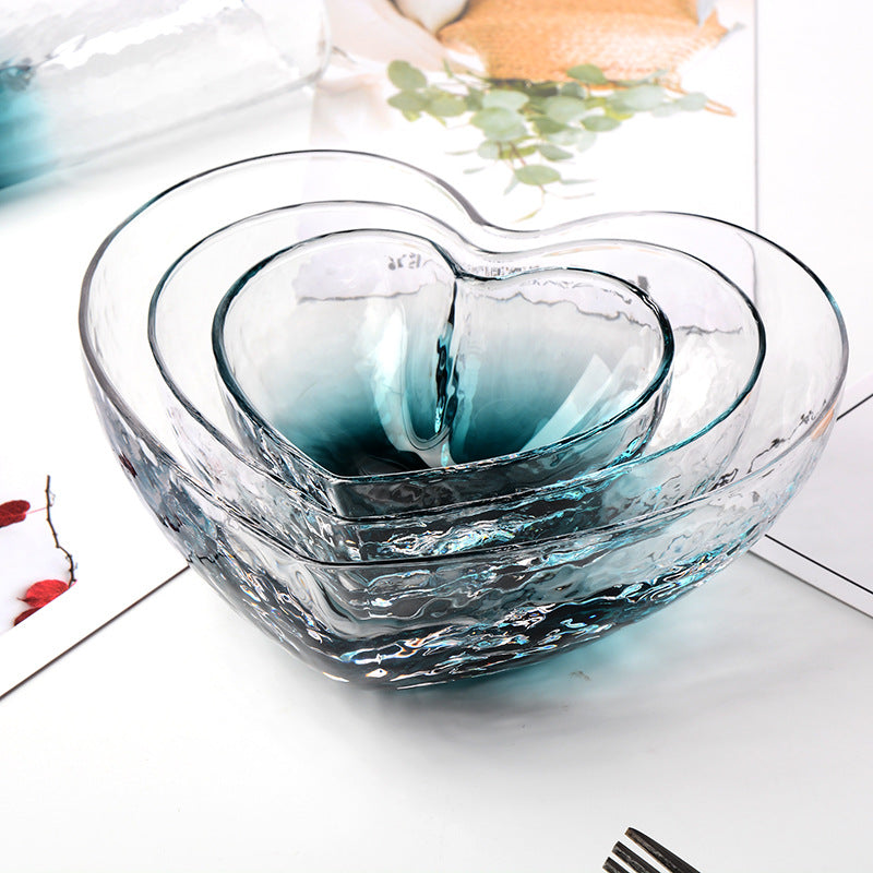 Blue Heart-of-Glass Dessert Set