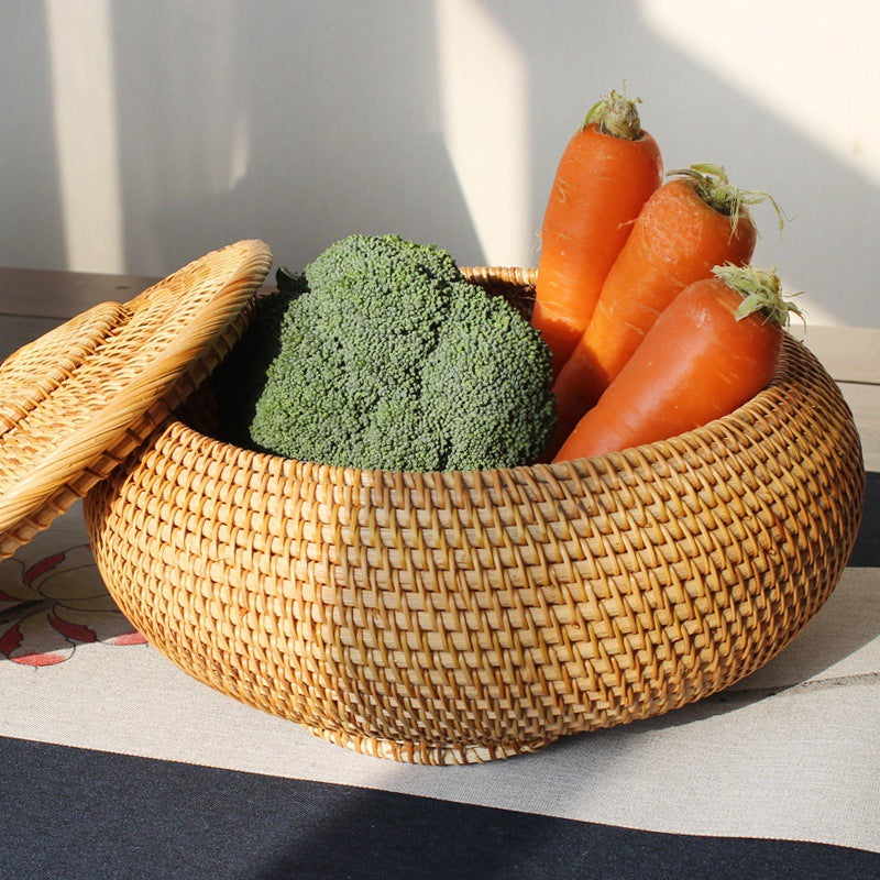 Round Rattan Basket with Lid