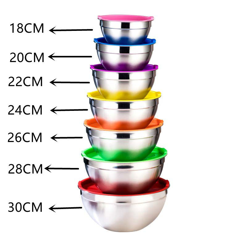 Stainless Steel Mixing Bowls-Colored Lid