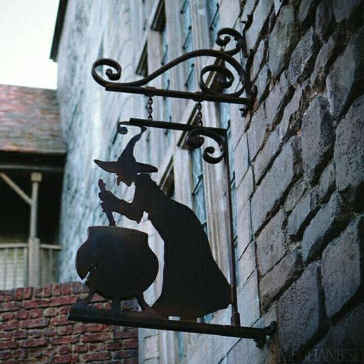 Witch & Cauldron Metal Blade Sign