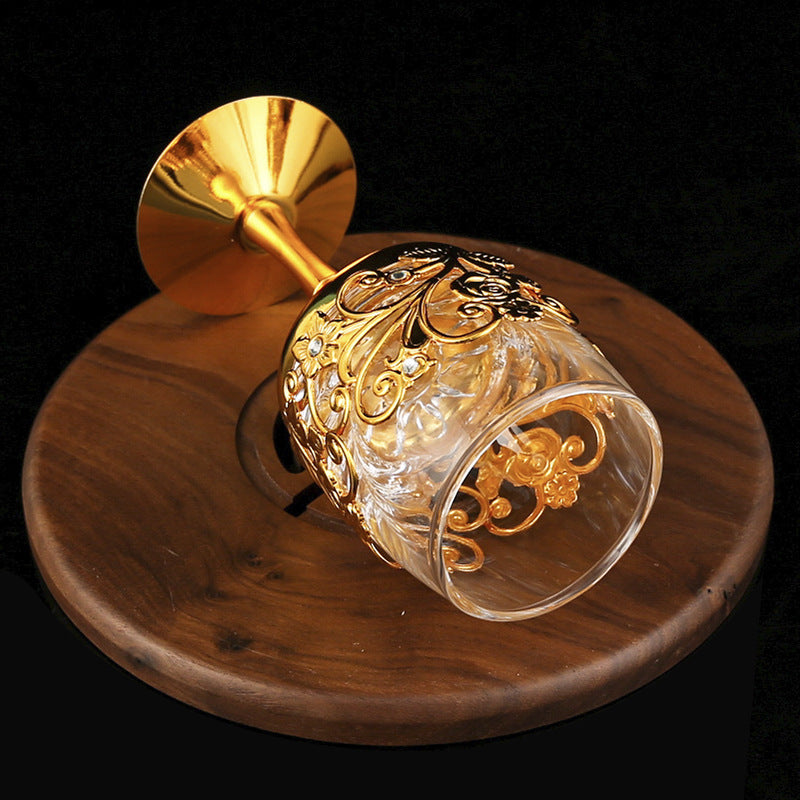 Metal & Glass Floral Wine Glass